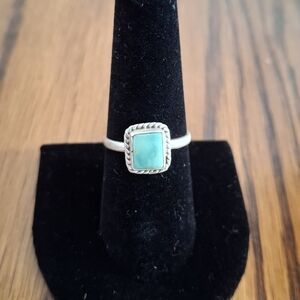Ring Kingman Turquoise Square Natural Stone Sterling Silver Size 7.5